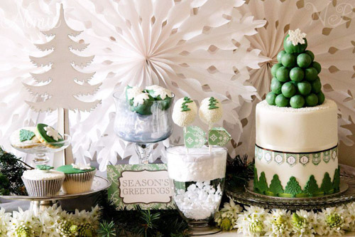 Bn Black Book Of Parties Green And White Christmas Dessert Table