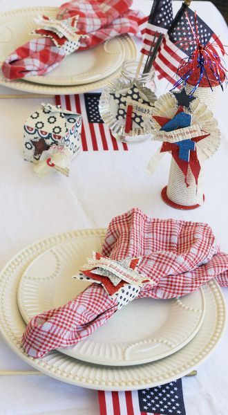 Handmade touches make for a gorgeous red, white and blue patriotic table setting