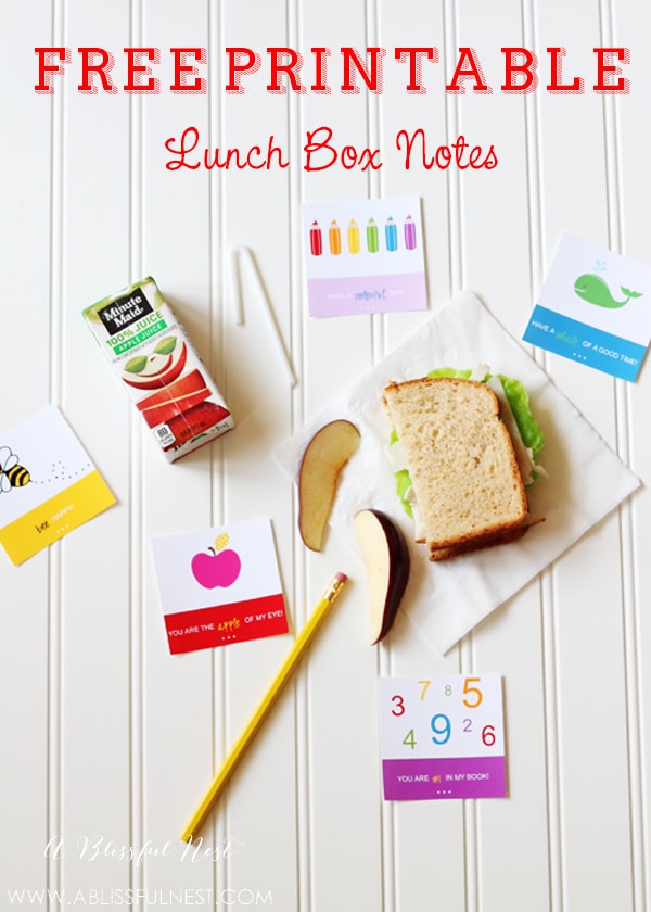 Free Printable Lunch Box Notes by A Blissful Nest 