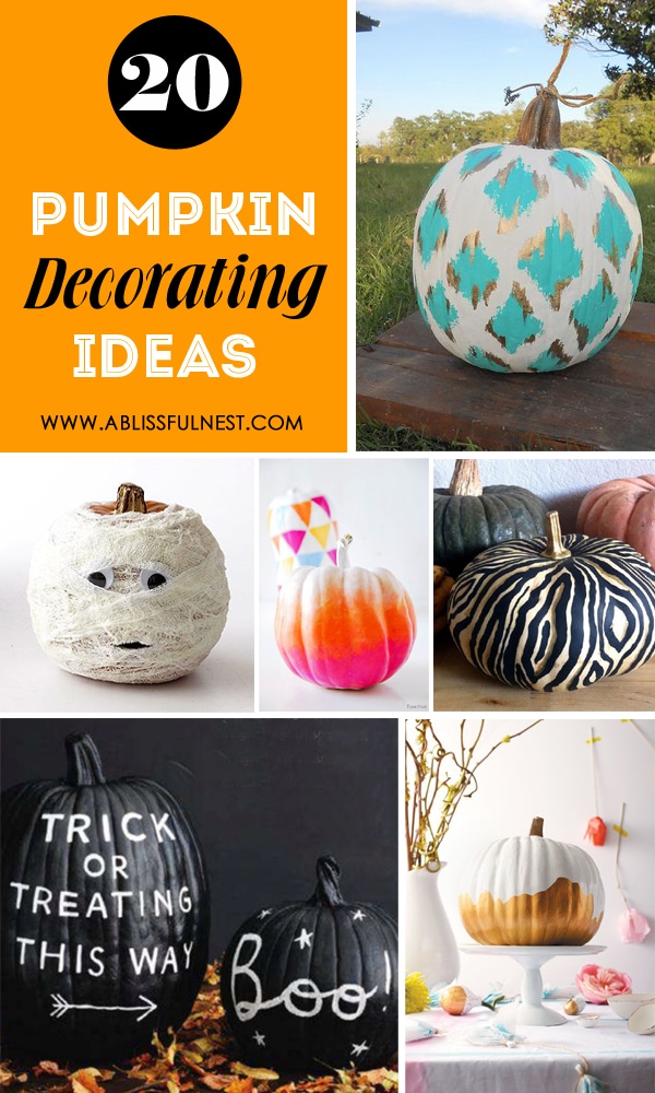 20 Pumpkin Decorating Ideas via A Blissful Nest