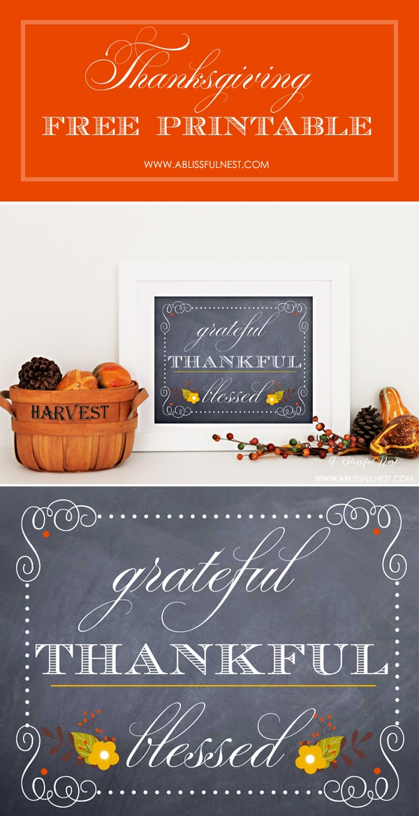 Thanksgiving Free Printable by A Blissful Nest 