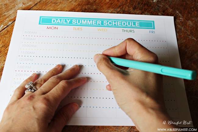 Free Printable Summer Schedule via A Blissful Nest 