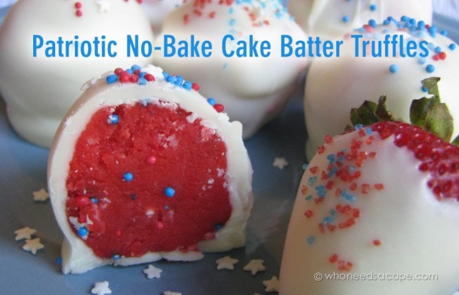 Patriotic No Bake Cake Batter Truffles
