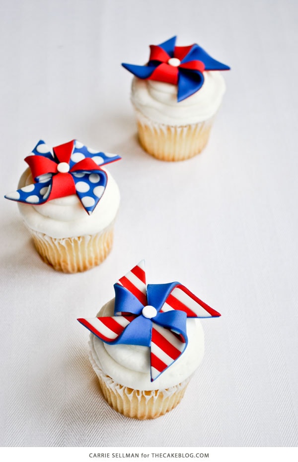 Patriotic Pinwheel Cupcake Toppers