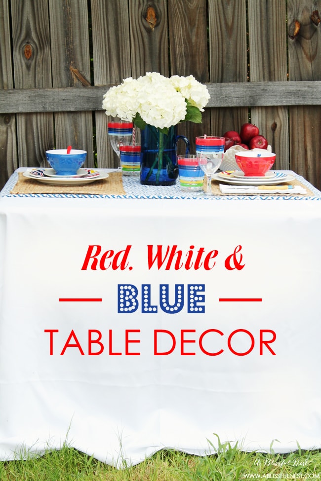 Patriotic Red White and Blue Table Setting by A Blissful Nest