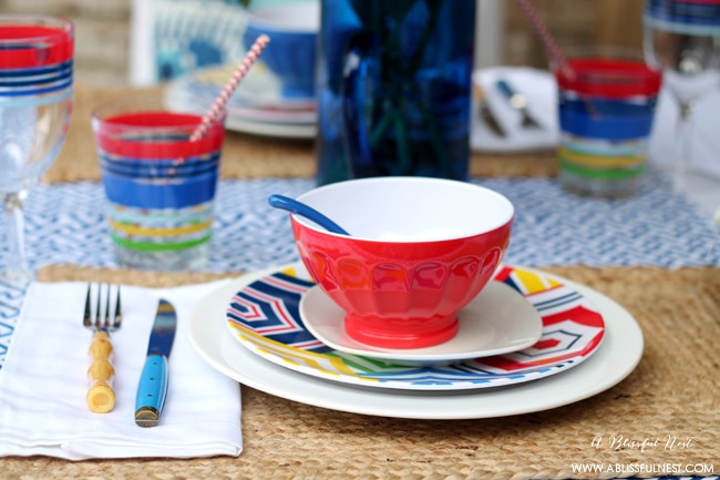 Patriotic Red White and Blue Table Setting by A Blissful Nest 