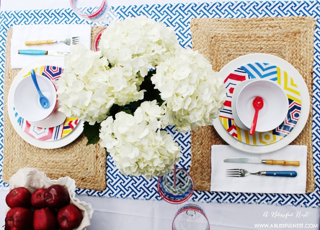 Patriotic Red White and Blue Table Setting by A Blissful Nest 