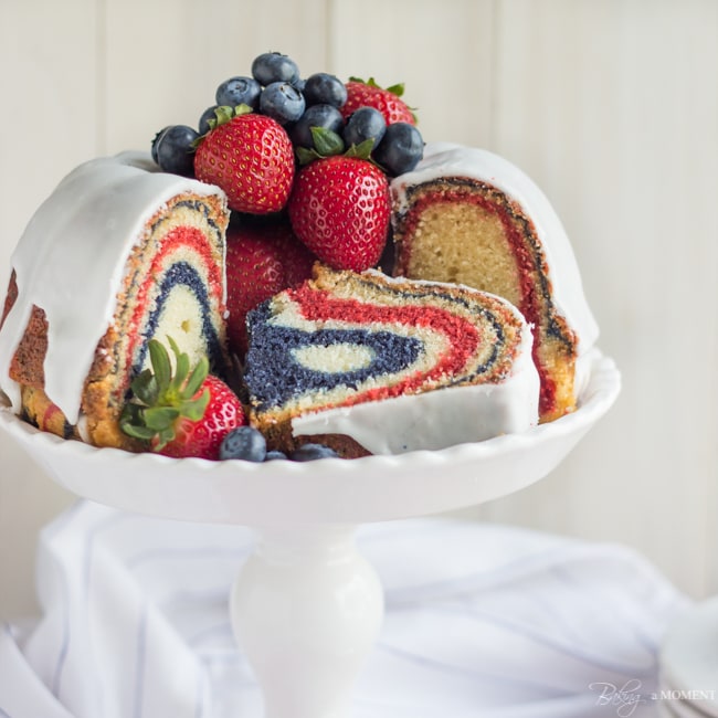 Red White and Blue Velvet Bundt Cake