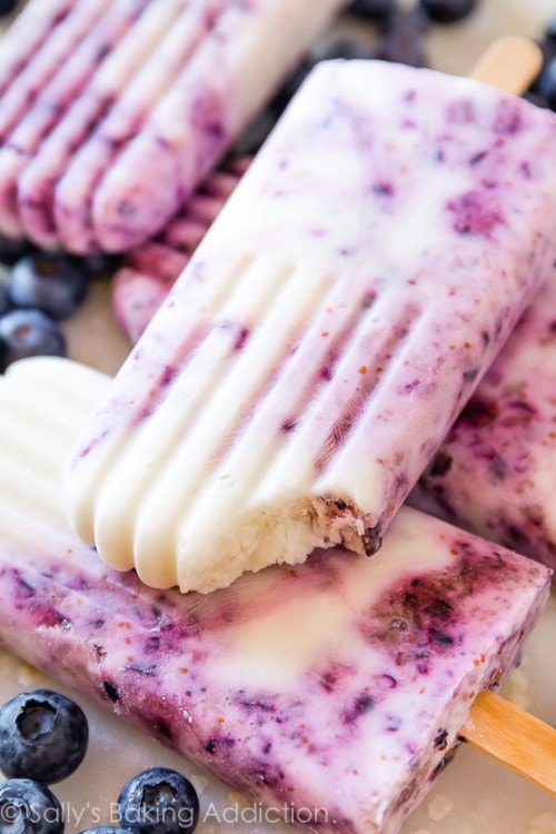 3 Ingredient Blueberry Greek Yogurt Swirl Popsicles