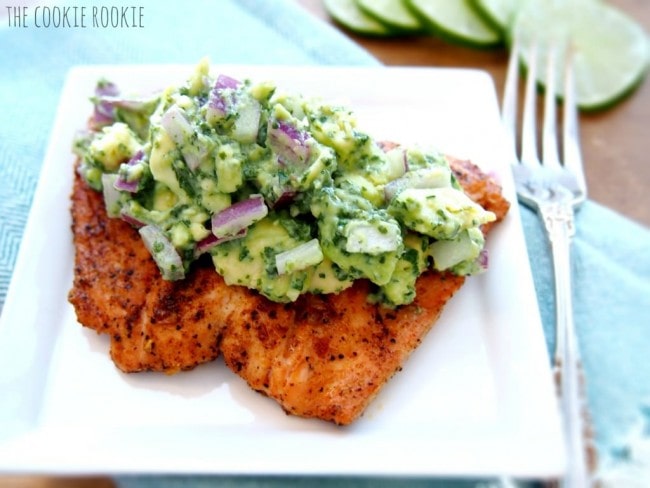 Grilled salmon with Avocado Salsa