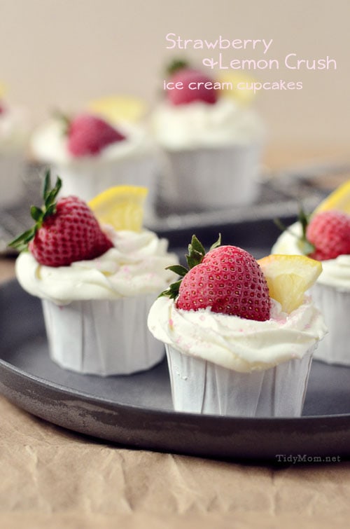 Strawberry and Lemon Crush Ice Cream Cupcakes