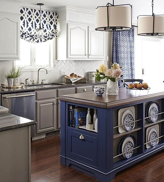 Gorgeous Blue and White Kitchen Inspiration via A Blissful Nest 