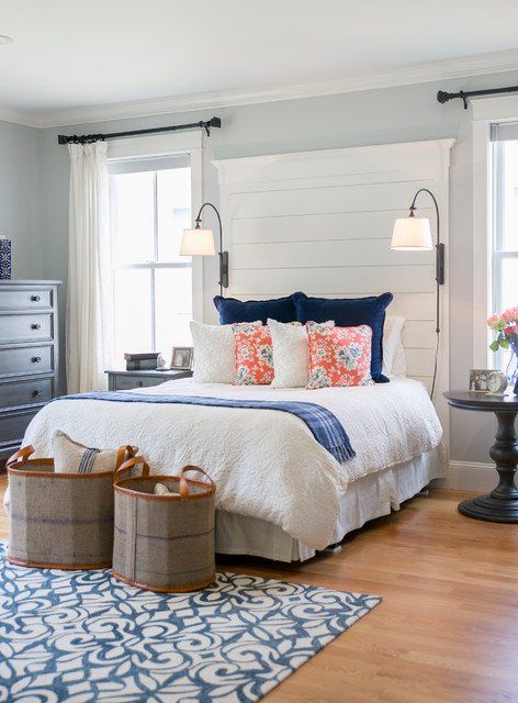 Use shiplap for behind your bed for a dramatic effect in your room. More ideas for decorating above the bed on A Blissful Nest. https://ablissfulnest.com/