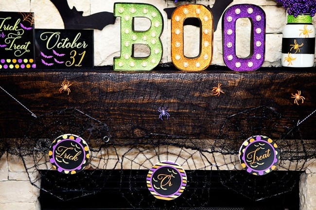Colorful Halloween Mantel Ideas by Lillian Hope Designs