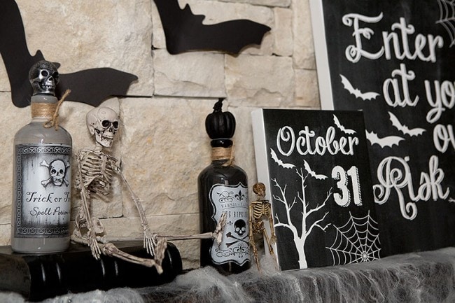 Neutral Halloween Mantel Ideas by Lillian Hope Designs