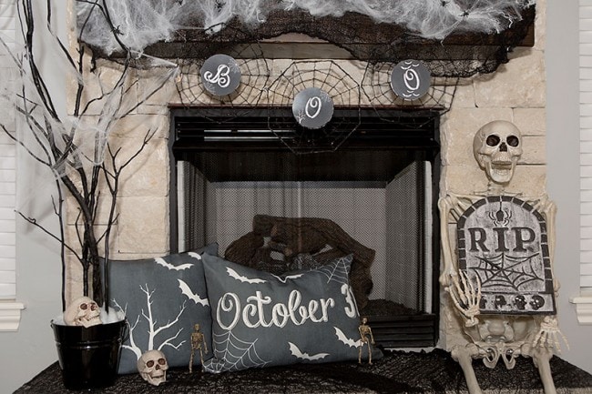 Neutral Halloween Mantel Ideas by Lillian Hope Designs