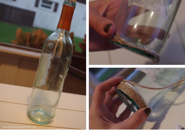 DIY Twine Wrapped Wine Bottle Tutorial