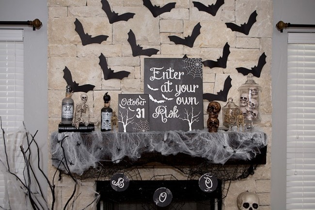 Neutral Halloween Mantel Ideas by Lillian Hope Designs