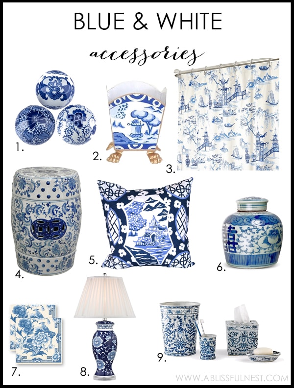 Blue and White Accessories by A Blissful Nest 