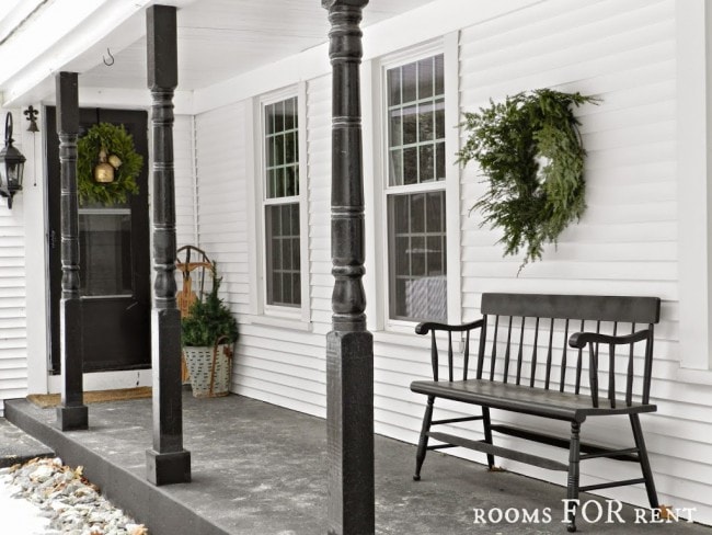 Rooms For Rent Christmas Porch, Simple porch, sleigh - Christmas porch ideas from A Blissful Nest