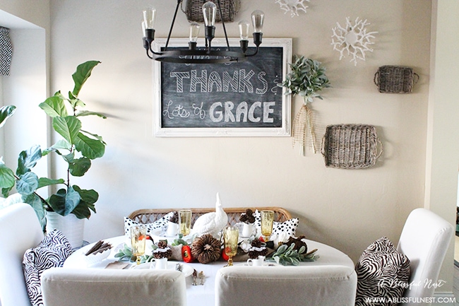 A simple Thanksgiving table setting with lots of tips on recreating this from things in your home.