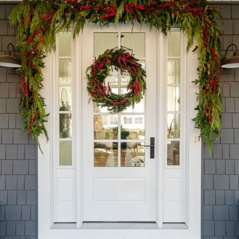 Image for Red Berry and Cedar Garland Christmas Front Porch