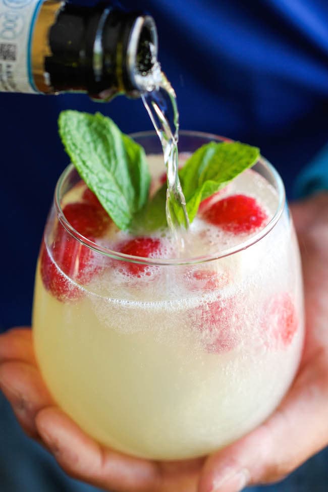 Raspberry Limoncello Prosecco Holiday Cocktail