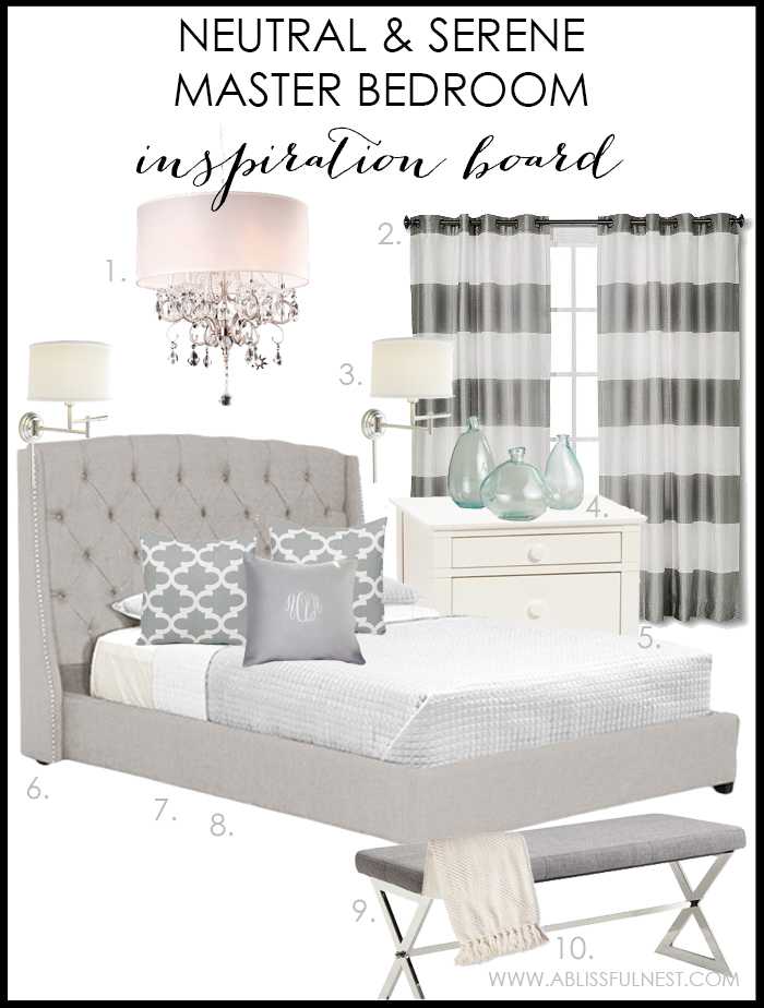 How to get the look of this neutral and serene master bedroom with shoppinf sources by A Blissful Nest.