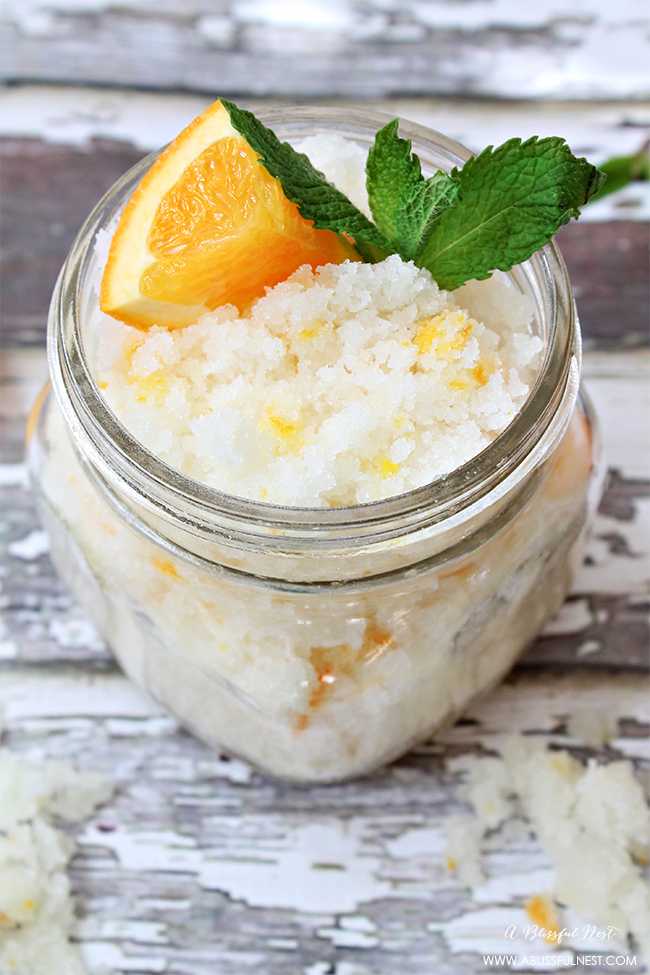 Such a simple orange mint sugar scrub recipe with very few ingredients. Perfect for the face and body.