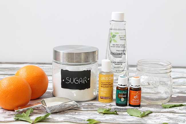 Such a simple orange mint sugar scrub recipe with very few ingredients. Perfect for the face and body.