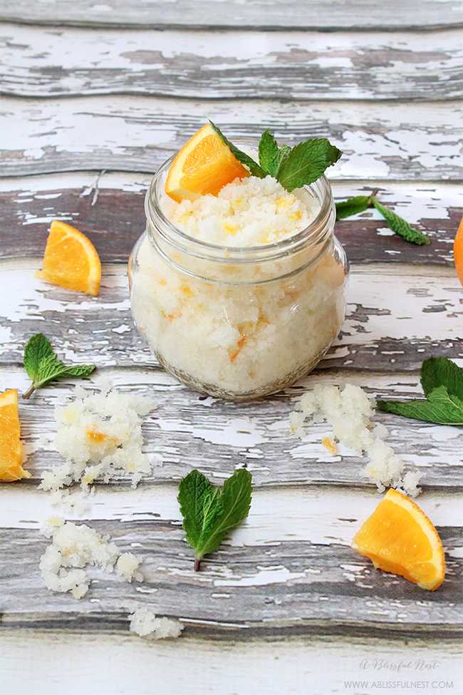Such a simple orange mint sugar scrub recipe with very few ingredients. Perfect for the face and body.
