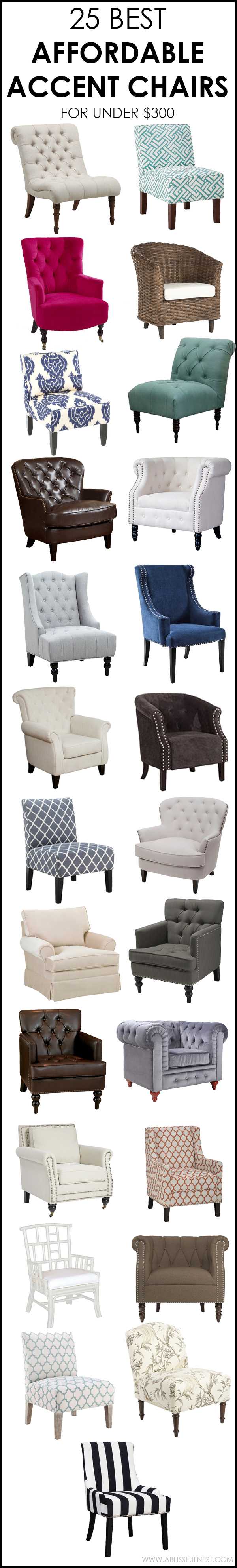 The most affordable accent chairs under $300 full of style and the perfect piece for your room. via ablissfulnest.com