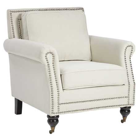 Adore the nailheads on this accent chair! 25 of the best affordable accent chairs on ablissfulnest.com