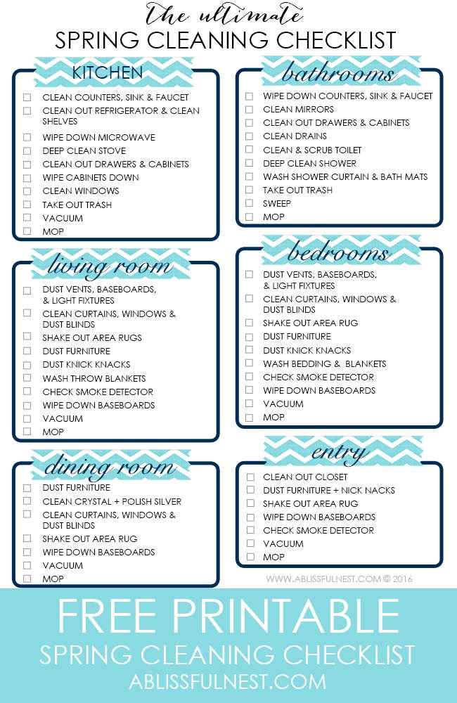 Spring Cleaning Checklist Free Printable