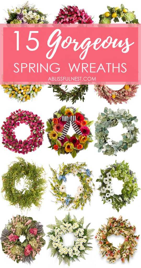 So in love with these 15 gorgeous spring wreath ideas! #spring #frontporch #springporch #springfrontporch #porchideas
