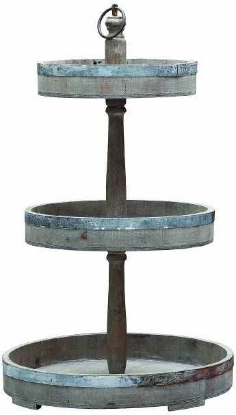 This industrial tiered stand would look great in an office space or a studio. The artsy vibe makes it a perfect fit. 