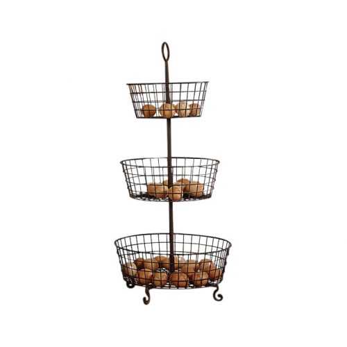 While this three-tiered stand is technically a fruit basket, the possibilities are endless! It would be great for produce, in your dining area, or in your bathroom too. 