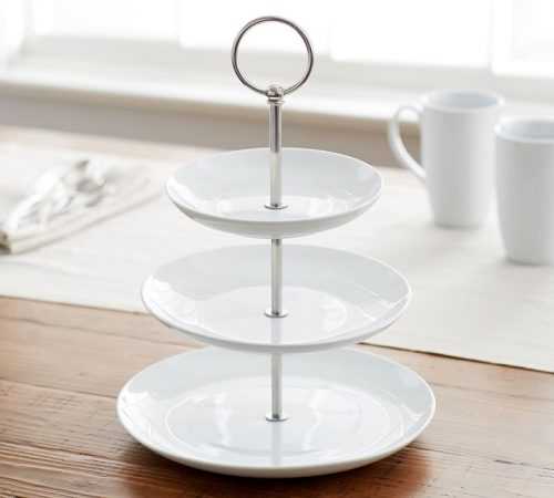 use this great white ceramic tiered stand as the perfect serving tray for goodies at a party. 