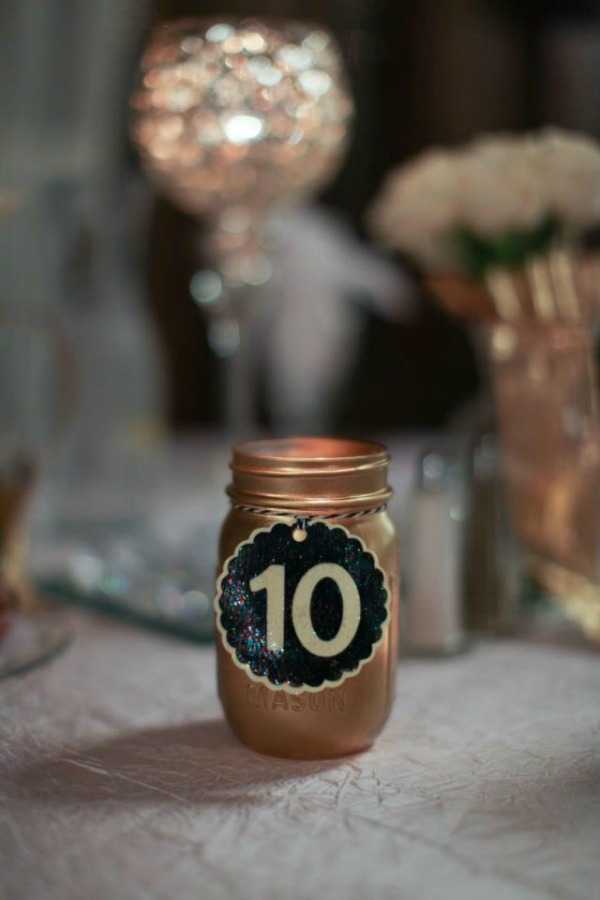 Mason Jars as Wedding Table Numbers, 20 Ways to Use Mason Jars