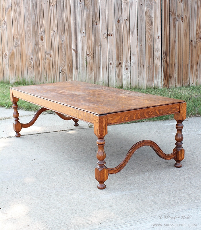 This old coffee table is about to get an easy DIY upgrade with a beautiful, rustic weathered wood finish. 