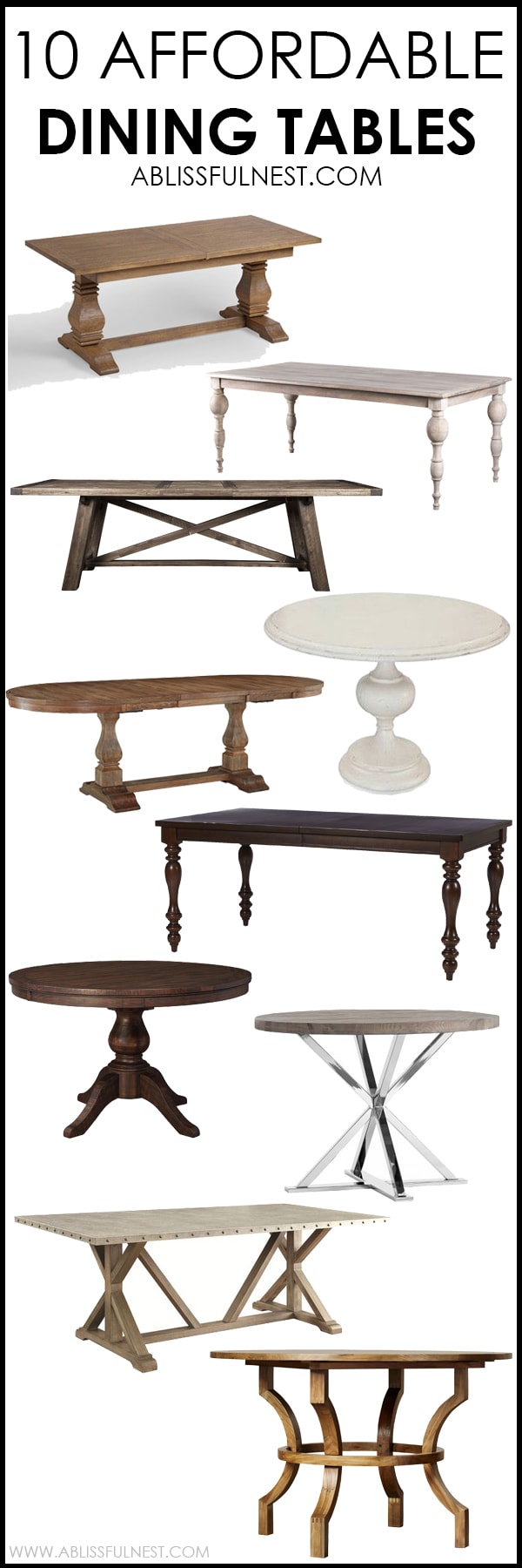 I cannot believe all these dining tables are so affordable! This is such a great round up of dining tables from farmhouse style to a more transitional look. More on https://ablissfulnest.com/ #diningroom #diningtable #designtips #homedecor #diningroomideas