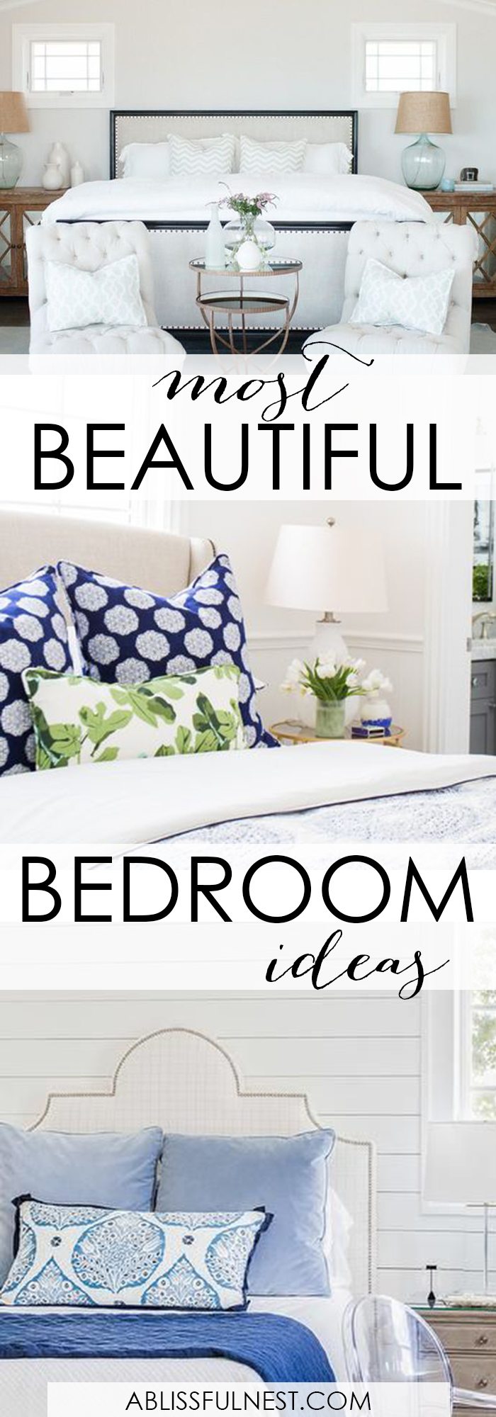 These are the most gorgeous bedrooms I’ve ever seen! So many great ideas for decorating your bedroom. https://ablissfulnest.com/ #masterbedroom #bedroomideas #masterbedroomideas