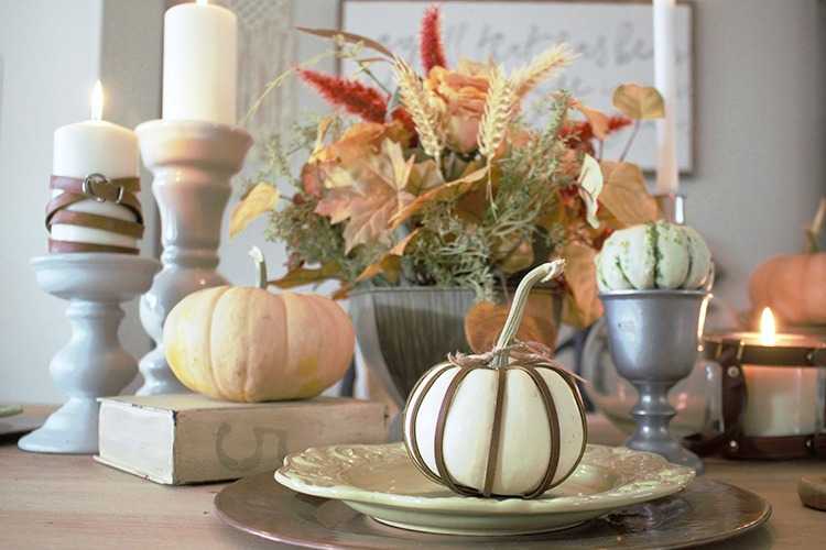 Simple DIY Leather Wrapped Pumpkins - A Blissful Nest