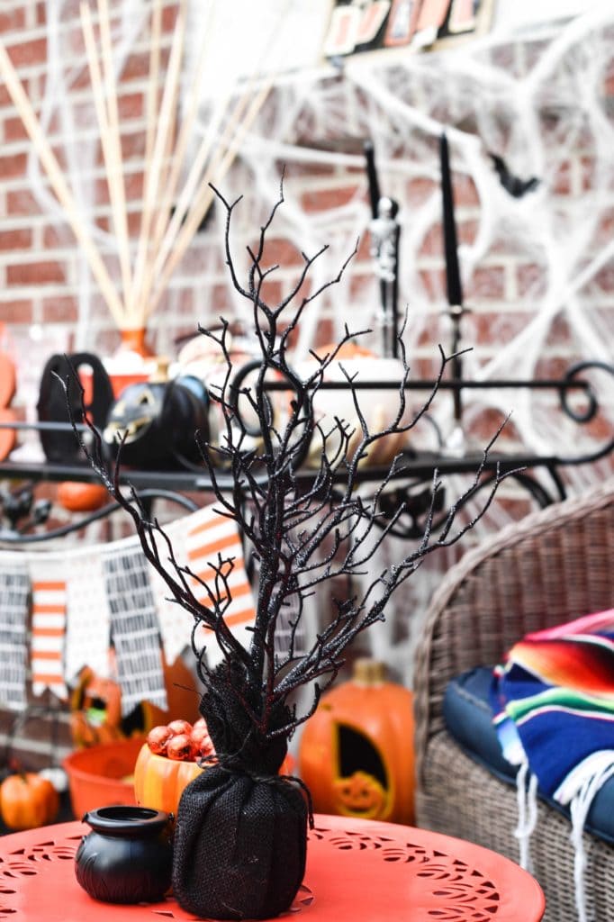 This Halloween Bar Cart isn't only for adults, this adorable cart is kid-friendly and oh so fun! Such a great way to celebrate this fun holiday! https://ablissfulnest.com/ #Halloween #Entertaining #HalloweenParty