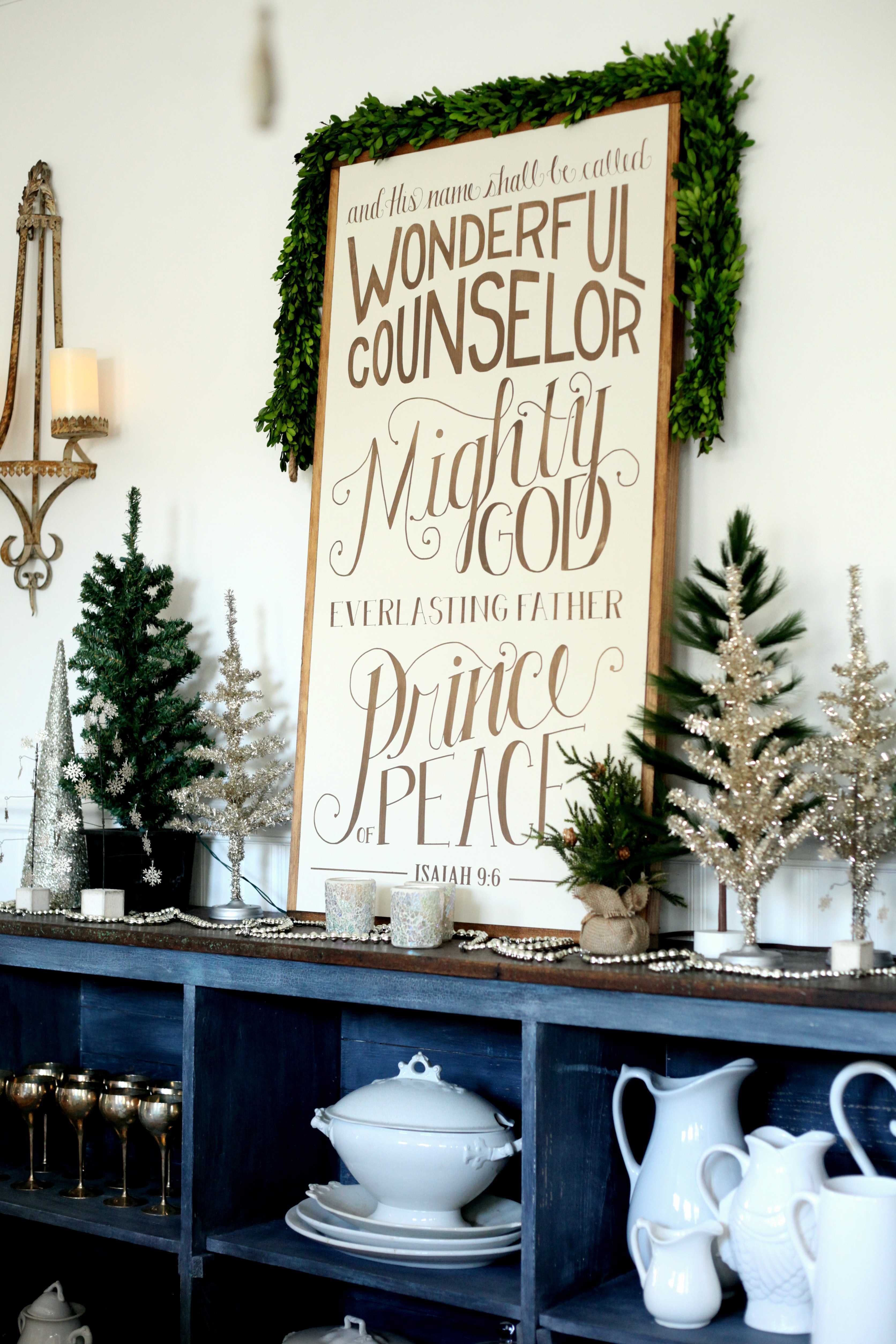 Beautiful Christmas decor using a Vintage Ladder for a Mason Jar Advent Calendar. So festive and fun! See more on https://ablissfulnest.com/ #Christmas #Advent #ChristmasDecor