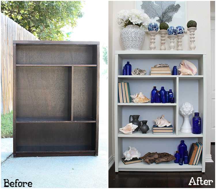 Got an old bookcase that needs to be updated? Checkout how this bookcase went from boring to fabulous with just a few easy steps! See more on https://ablissfulnest.com/ #bookcasemakeover #diybookcase #chalkfurniturepaint