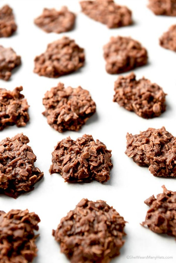 Chocolate Coconut Oatmeal No Bake Cookies, 30 Delicious Christmas Cookie Recipes via A Blissful Nest
