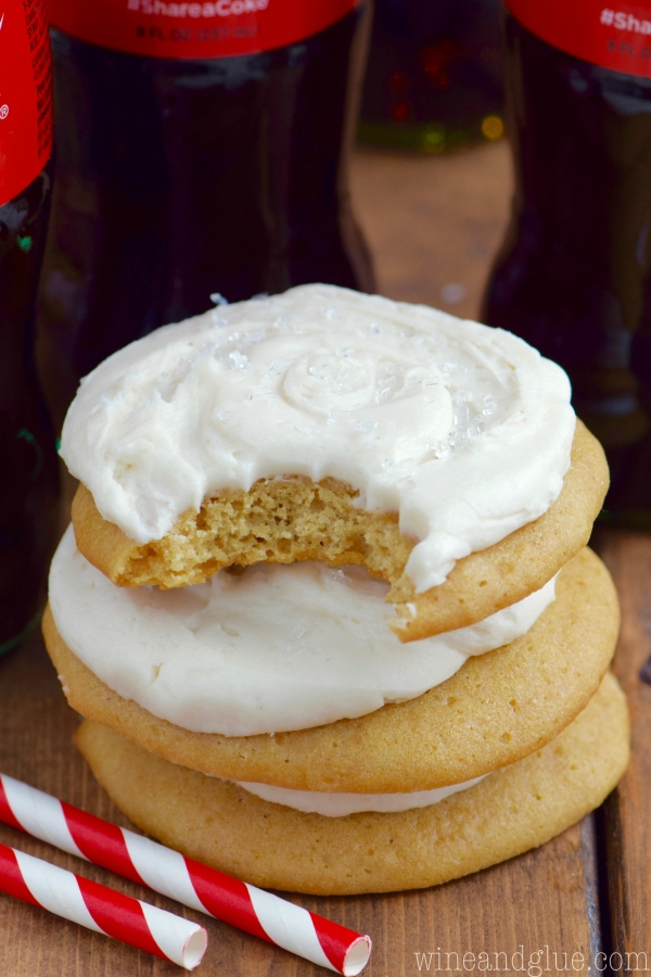 Coca Cola Cookies with Coca Cola Frosting, 30 Delicious Christmas Cookie Recipes via A Blissful Nest 
