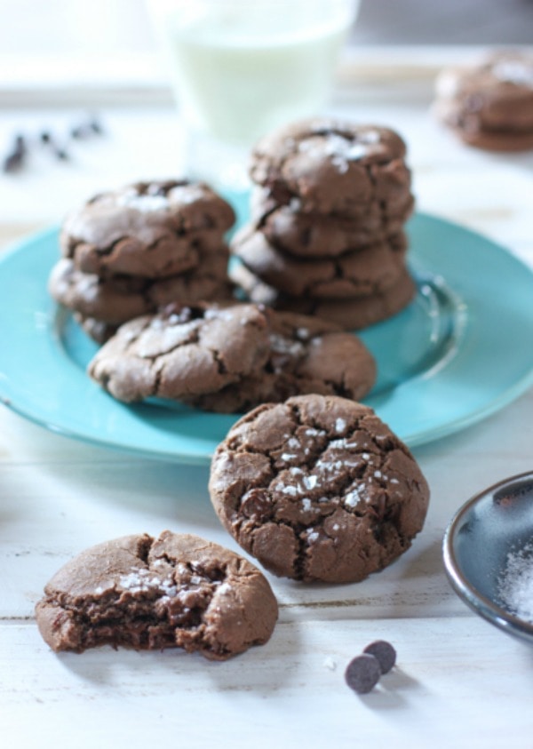 Double Chocolate Cookies with Sea Salt, 30 Delicious Christmas Cookie Recipes via A Blissful Nest