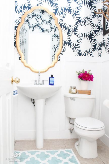 Powder Bathroom Makeover Reveal by A Blissful Nest